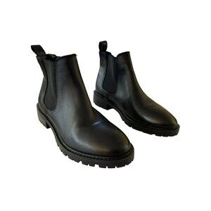 Steve Madden Black Leather Chelsea Boots Ankle Booties Stretch Elastic Sz 7 NEW